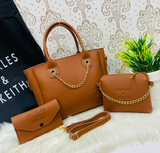 3 Piece Handbags Bronze