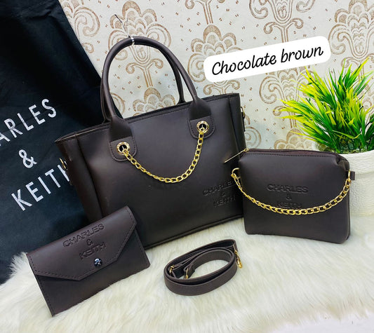 3 Piece Handbags Black